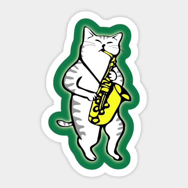 Cat Playing Saxophone Sticker by DonnaPeaches